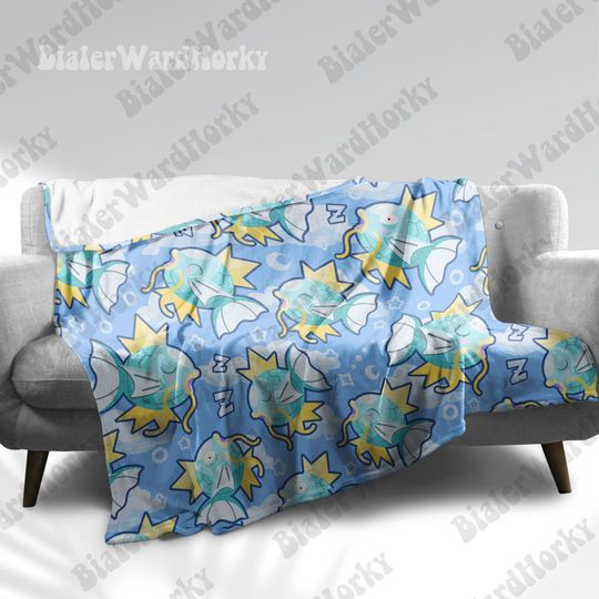 Magikarp Sleep Fleece Blanket: Koi Fish Sleepy Anime Style Throw Blanket
