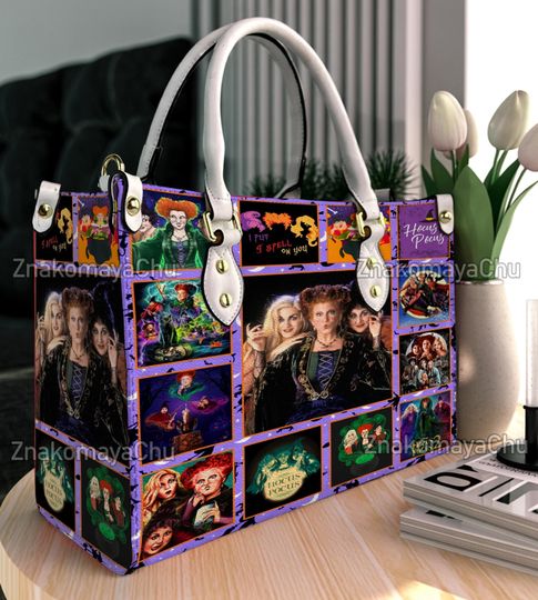 Discover Hocus Pocus Leather Handbag, Hocus Pocus Shoulder Bag, Vintage Crossbody Bag, Top Handle Bag