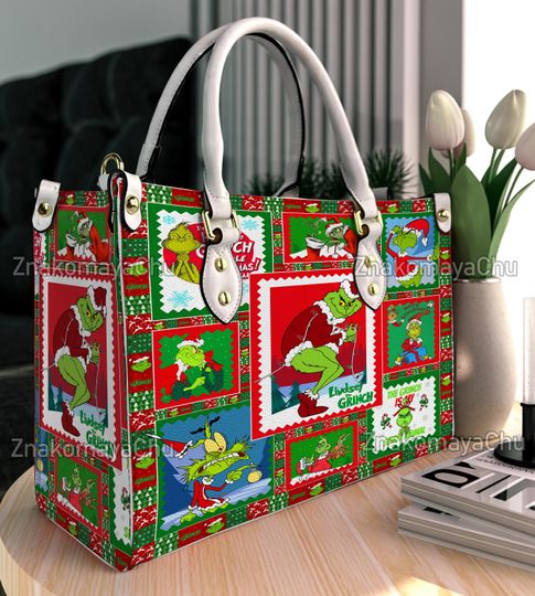 Discover funny character Christmas Leather Handbag, funny character Christmas Shoulder Bag, Christmas Vintage Crossbody Bag, Top Handle Bag