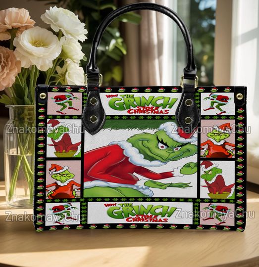 Discover funny character Christmas Leather Handbag, funny character Christmas Shoulder Bag, Christmas Vintage Crossbody Bag, Top Handle Bag