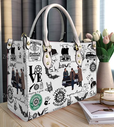 Supernatural Leather Handbag, Supernatural Shoulder Bag, Vintage Crossbody Bag, Top Handle Bag