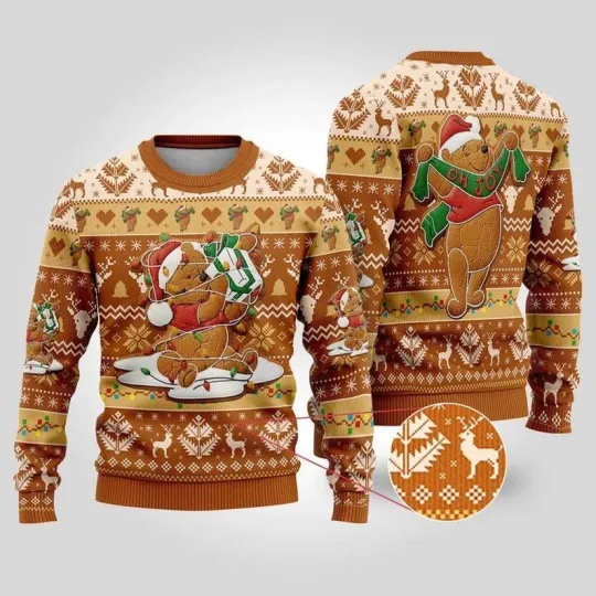 Winnie The Pooh Ugly Christmas Sweater Pooh Gingerbread Christmas Shirt Disneyland