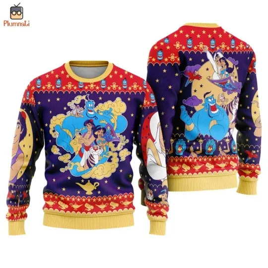 Aladdin Jasmine Christmas Ugly Sweater, Jasmine Princess Ugly Christmas Sweater