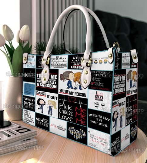 Discover Grey's Anatomy Leather Handbag, Grey's Anatomy Woman Shoulder Bag, Christmas Vintage Crossbody Bag, Top Handle Bag