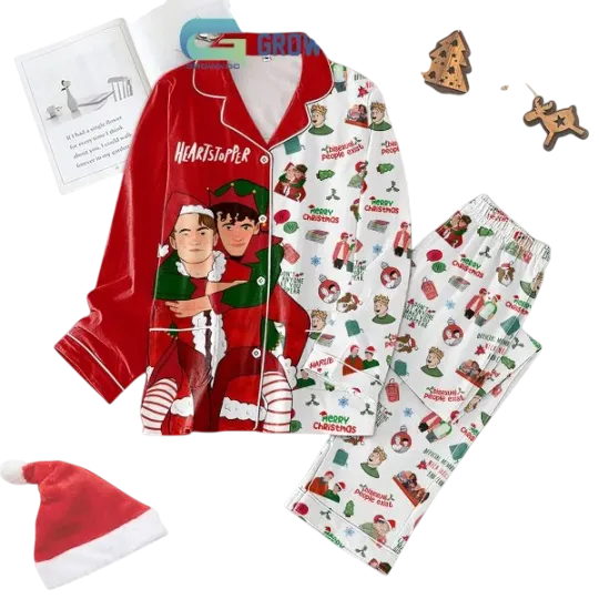Discover Heartstopper Merry Christmas Bisexual People Exist Pajamas Set