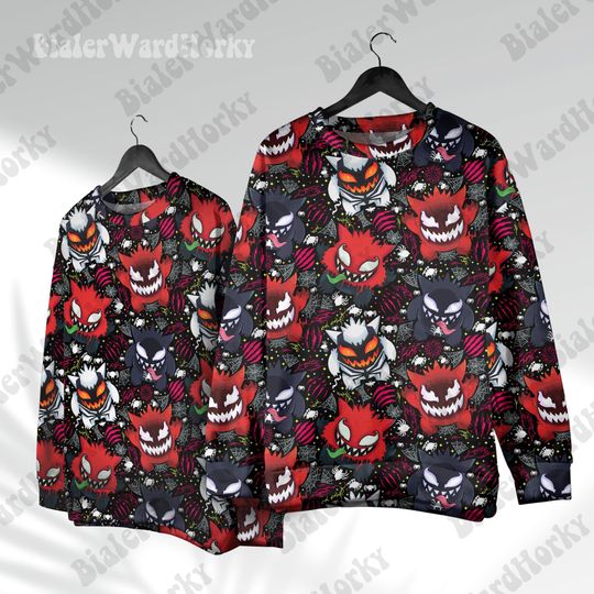 Gengar Spooky Hoodie Sweatshirt: Paradise Pullover Sweatshirt - Eerie Japanese Streetwear - Comfortable Anime Fan Apparel Gift