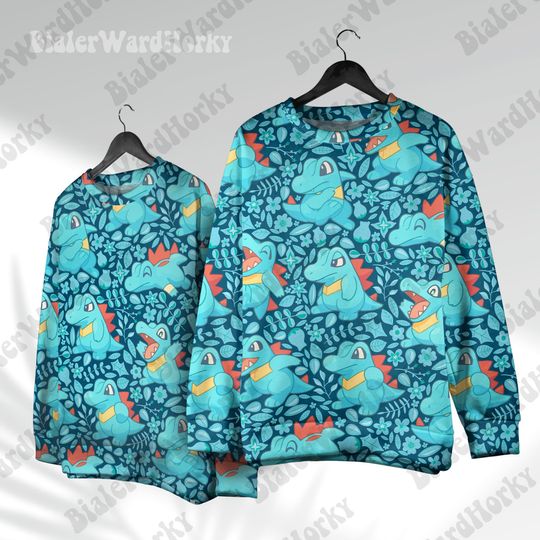 Discover Totodile Hoodie Sweatshirt: Water Type Anime Sweatshirt - Crocodile Design Fan Apparel - Cute Chibi Style Shirt - Gift for Anime Lovers