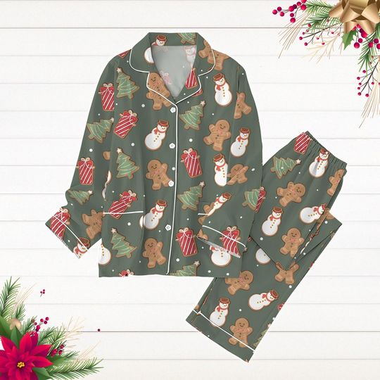 Discover Christmas Gingerbread Pajamas Set, Christmas Cookies Pajamas Pants, Christmas Tree Pj Set, Baker Lover Xmas Gift, Holiday Party Pjs