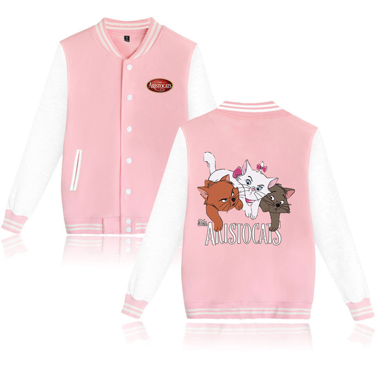 Discover The Aristocats Marie Cat Baseball Jacket Women Hip Hop Harajuku Jackets Streetwear Kids Girls Loose College Coats