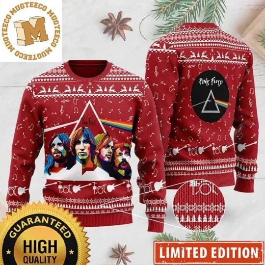 Pink Floyd Rock Band Knitted Red Christmas Ugly Sweater 2025