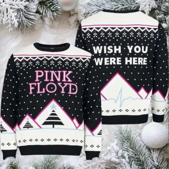 Discover Pink Floyd Wish You Were Here Classic Logo Snowy Night  Ugly Christmas Sweater