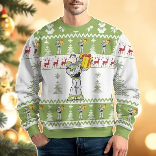 Discover Buzz Lightyear Christmas Ugly Sweater, Disney Movie Cartoon Xmas Sweater, Toy St