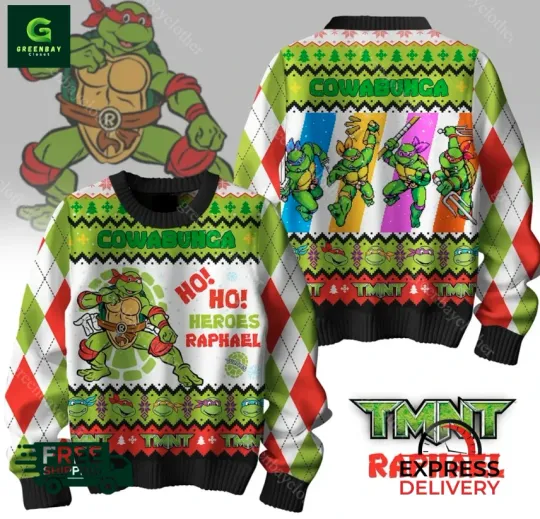 TMNT Cowabunga Raphael Ugly Christmas Sweater