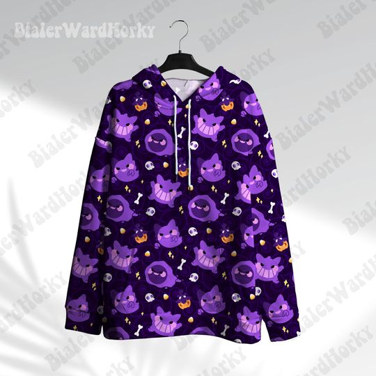 Gengar Hoodie: Ghost Type Evolution Neon Anime Sweatshirt