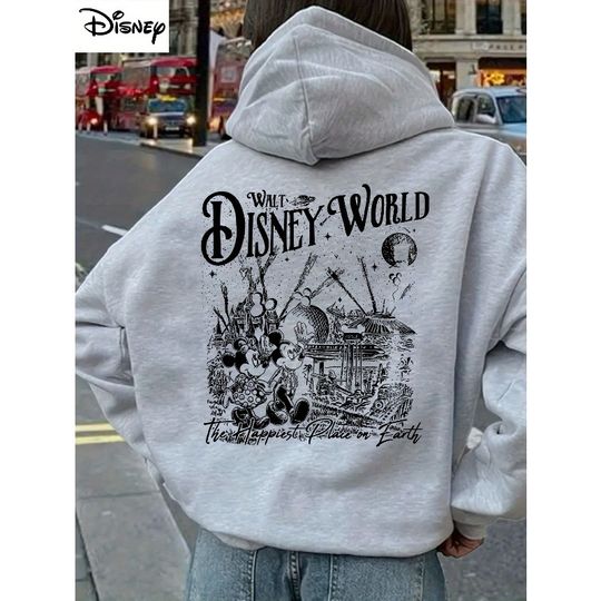 Discover Disney World Retro Men's Hoodie Autumn/Winter New Collection Men's and Women's Casual Fashion Streetwear