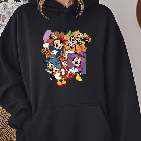 Discover Disney Women's Mickey and Friends Halloween Hoodie - Minnie, Donald Duck, and Goofy Pattern, Soft and Warm Fabric