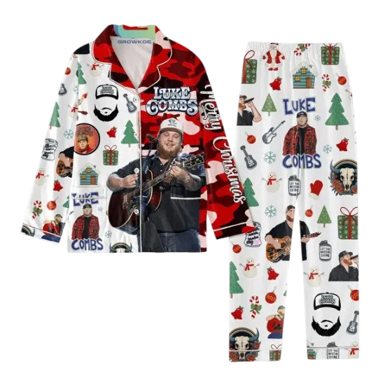 Lukee Comb Merry Christmas Pajamas Set for Adults