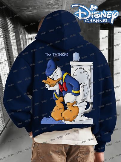 Discover Autumn Winter Disney Funny Donald Duck Print Cotton Men's and Women's Hoodies Casual Sports Long Sleeve Sweatshirt Couples Tops