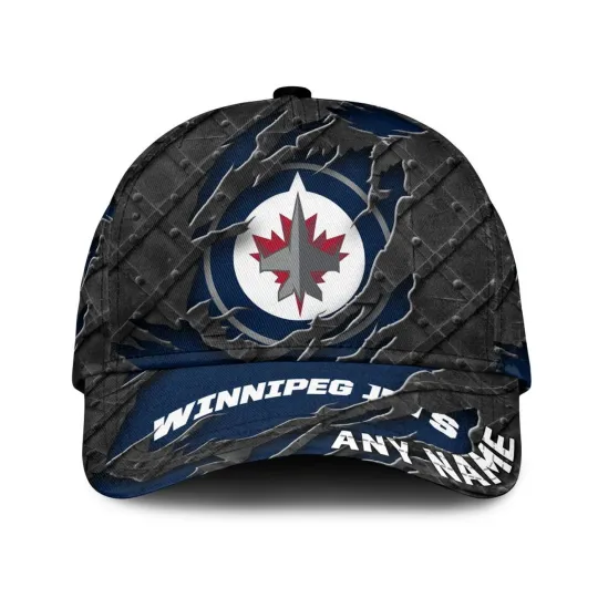 Discover Winnipeg Jets Personalized Name Black Metal Design Classic Cap