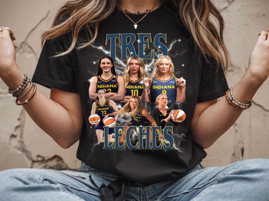 Discover Tres Leches Basketball Shirt Caitlin Clark Sophie Cunningham Lexie Hull WNBA Indiana Fever Trio Tee
