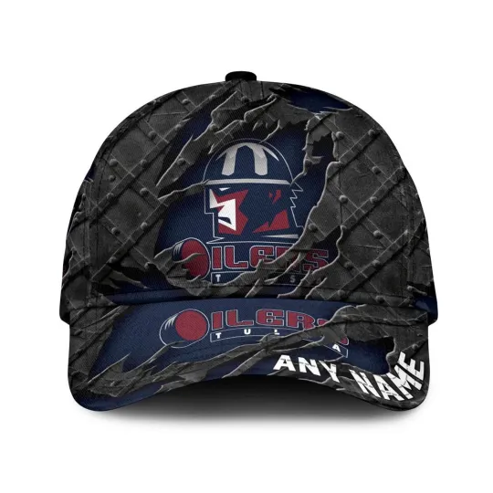 Tulsa Oilers Personalized Name Black Metal Design Classic Cap