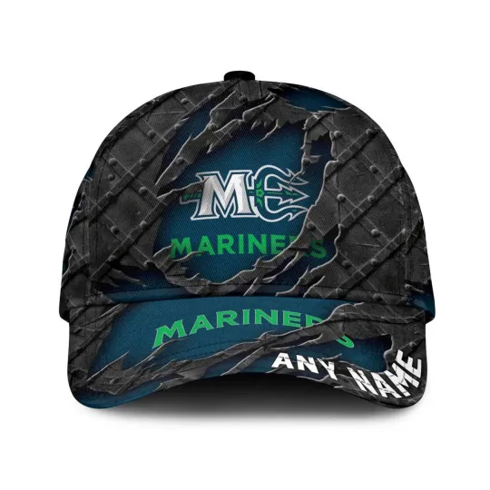 Discover Maine Mariners Personalized Name Black Metal Design Classic Cap