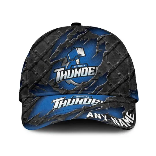 Discover Wichita Thunder Personalized Name Black Metal Design Classic Cap