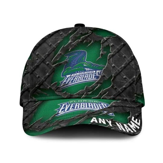 Discover Florida Everblades Personalized Name Black Metal Design Classic Cap