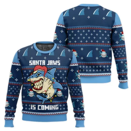 Santa Jaws Coming for You Ugly Christmas Sweater