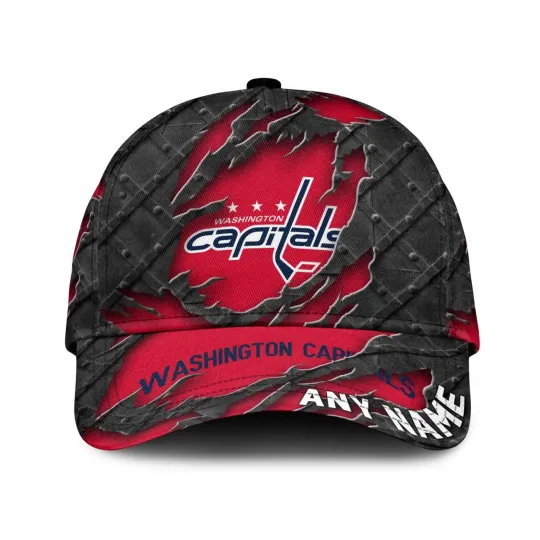 Discover Washington Capitals Personalized Name Black Metal Design Classic Cap