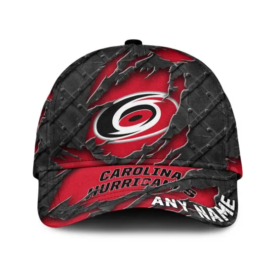Discover Carolina Hurricanes Personalized Name Black Metal Design Classic Cap