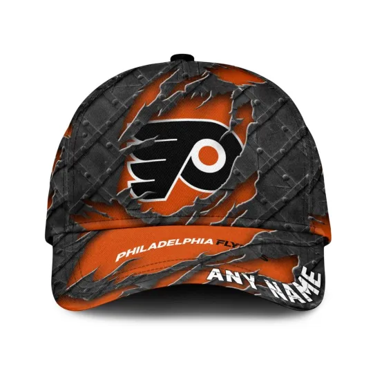 Philadelphia Flyers Personalized Name Black Metal Design Classic Cap