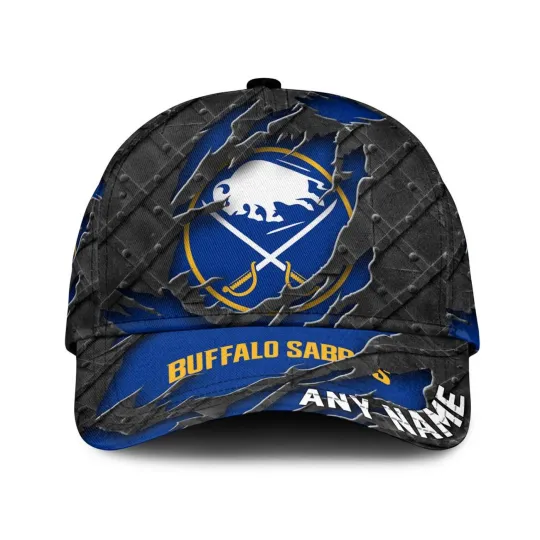 Discover Buffalo Sabres Personalized Name Black Metal Design Classic Cap
