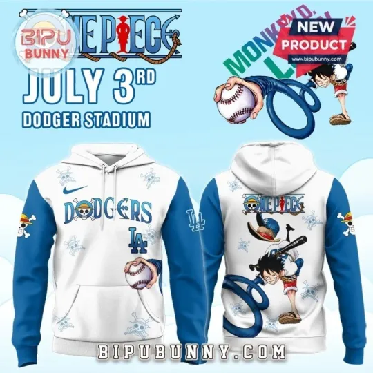 Discover Los Angeles Dodger 2025 x One Piecce Night Graphic Printed Hoodie
