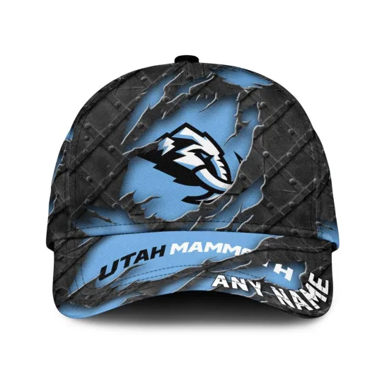 Discover Utah Hockey Club Personalized Name Black Metal Design Classic Cap