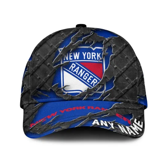 New York Rangers Personalized Name Black Metal Design Classic Cap