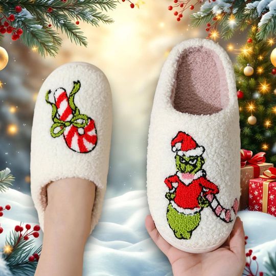 Discover funny character Christmas Slippers  Cozy Fuzzy House Shoes for Women & Men, Funny Holiday Santa funny character Slippers Gift, Funny Cozy Christmas Gift