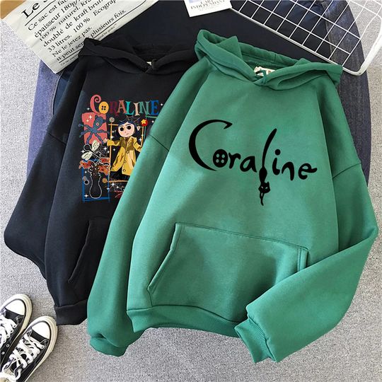 Halloween Graphic Harajuku Sweatshirts Funny Coraline Gothic Hoodies Men Women Vintage Y2k Hooded Pullovers Streetwear Clothes
