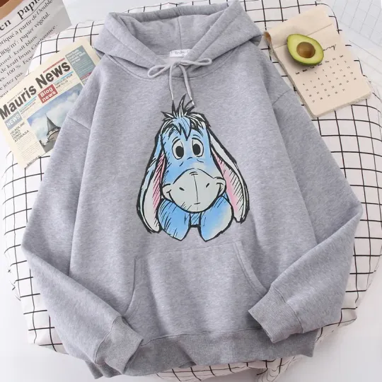 Discover Cartoon Women Hoodies Winnie the Pooh and Honey Eeyore Hoodies Tops Long Sleeve Pockets Fashion Hooded Winter Sweatshirts