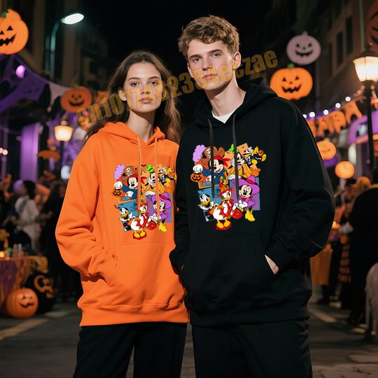 Discover Disney Mickey and Friends Halloween Hooded Sweatshirt Unisex Adult Casual Warm Jacket Costume Party Wear