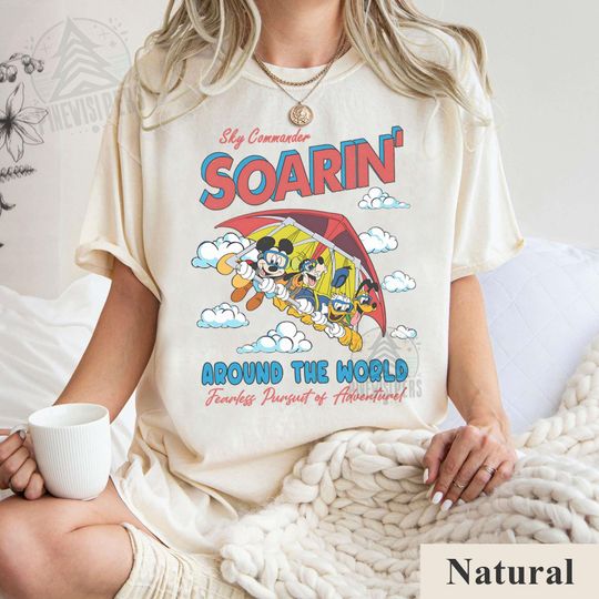 Discover Vintage Soarin' Around The World T-Shirt with Mickey & Friends, Disneyland Magic Kingdom Family Trip Tee