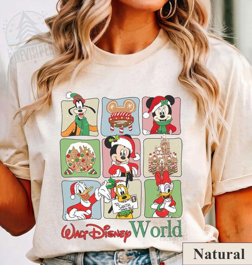 Discover Retro Mickey and Friends Christmas T-Shirt, Disney Characters Holiday Shirt, Xmas Squad Family Tee