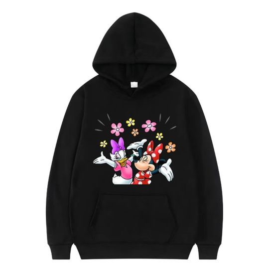 Discover Disney Mickey Mouse And Minnie Sweet Graphic Hoodies And Sweatshirts Elegant And Fashionable Women's Long Sleeve Y2k Clothing