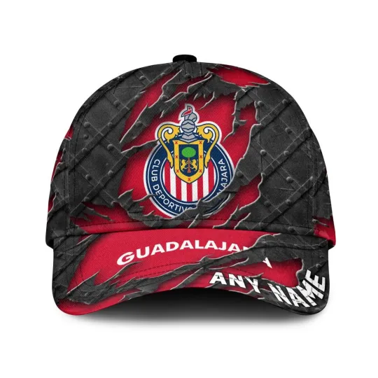 Discover LIGA MX Chivas Guadalajara Personalized Name Black Metal Design Classic Cap