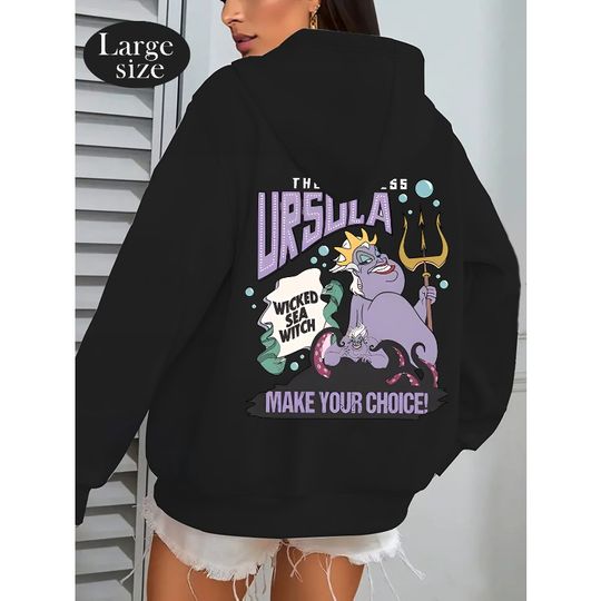 Discover Disney Evil Witch Ocean Elements Women's Hoodie Autumn and Winter New Collection Men's and Women's Casual Fashion Street Wear