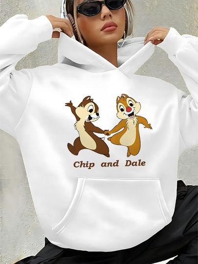 Discover Women's Disney ‌ Chip & Dale Men Fleece Hoodies Cotton Hoody Sweatshirt Pullover Autumn Winter Oversize Loose Top Gift Couple