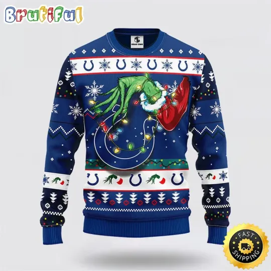 Discover Football Indianapolis Colt Ugly Sweater with Funny Hand Character