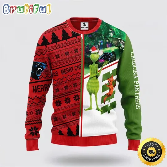 Discover Football Carolna Panther Ugly Sweater with Funny Character and Scooby-Doo Christmas Sweater
