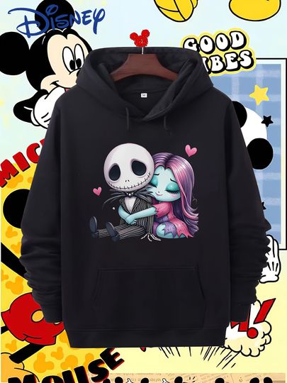 Disney's Nightmare Before Christmas Jack Skellington&Sally Men's and Women's Hooded Sweatshirt Hoodies