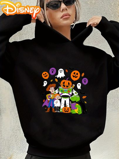 Discover Toy Story Halloween Sweater Hoodie - Women's Pullover Sweatshirt with Buzz Lightyear, Jessie, Woody - Official Costume Party